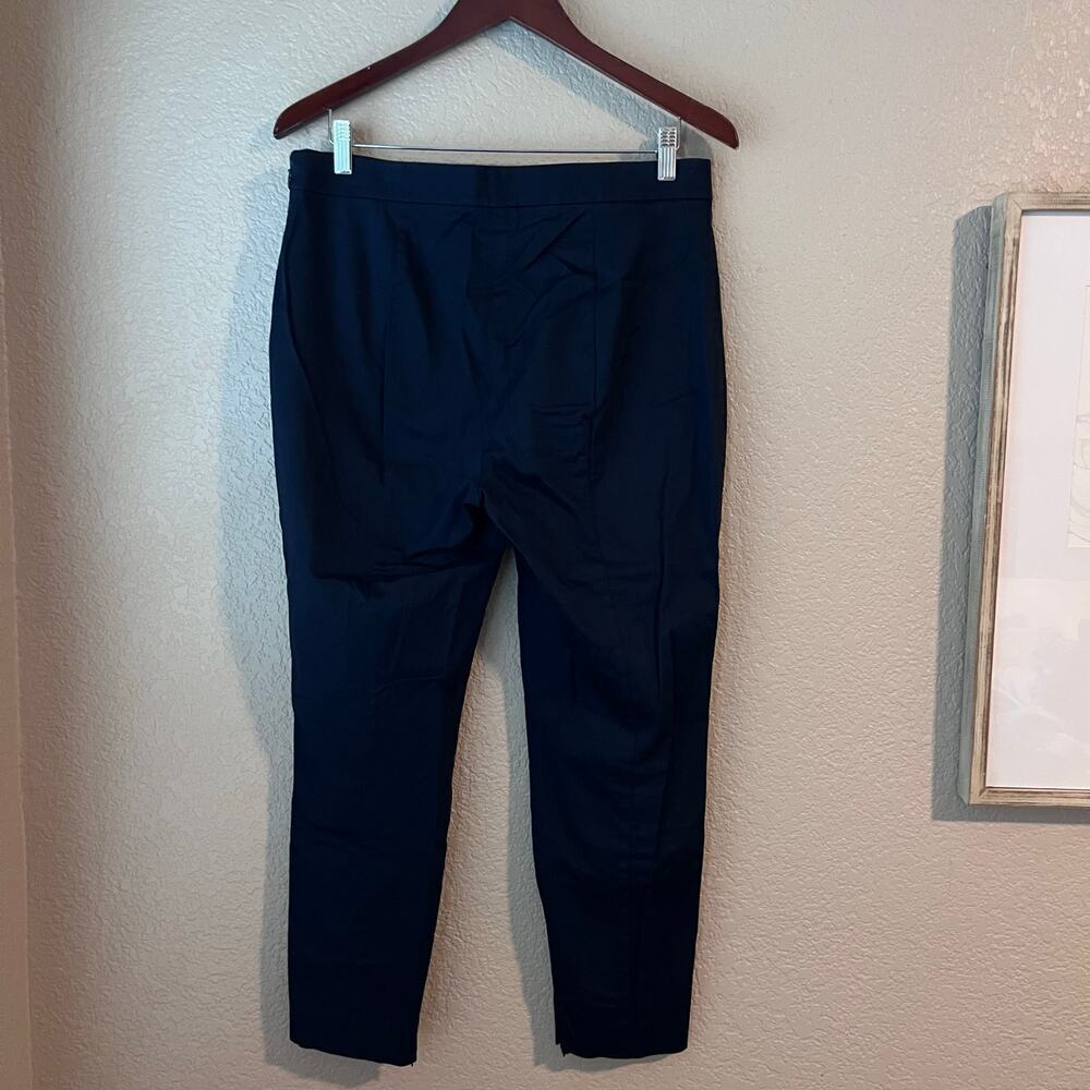 Theory Women’s Navy Blue Cotton Slim Leg Ankle Pant Dress Zip Hem 12 - Picture 5 of 7